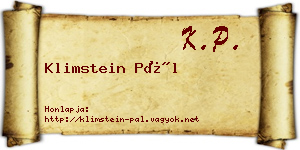 Klimstein Pál névjegykártya